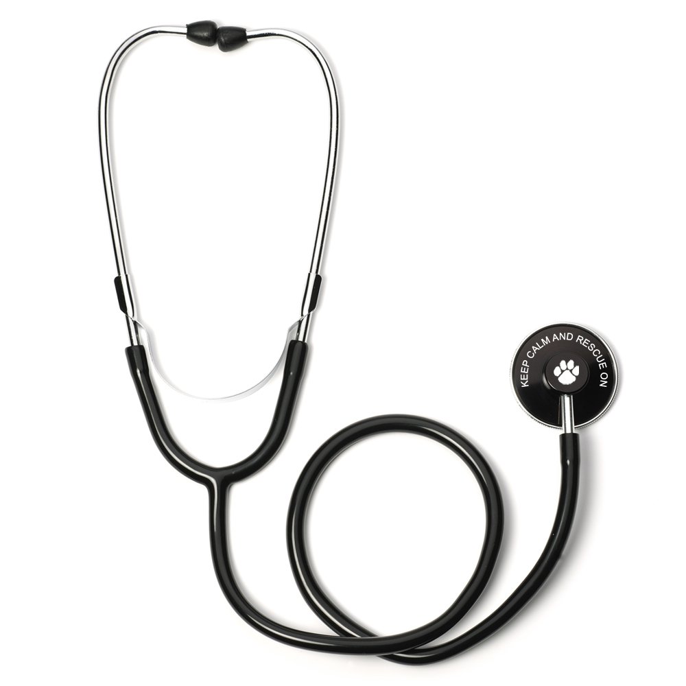 Keep Calm and Rescue On Animal Dogs Paw Print Single Head Stethoscope (Black)