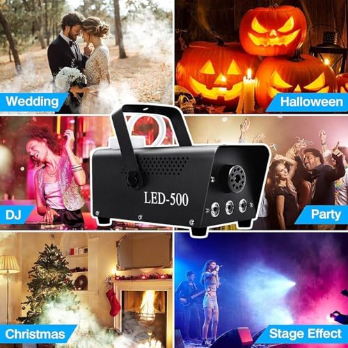 Máquina de humo con luces LED de 3 etapas, control remoto y efecto estroboscópico, 12 colores miniatura 3