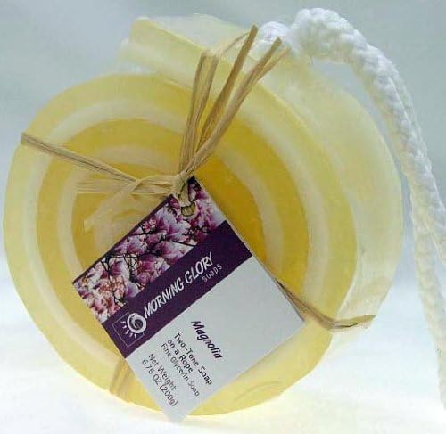 Handmade Magnolia Swiss Roll Soap on a Rope