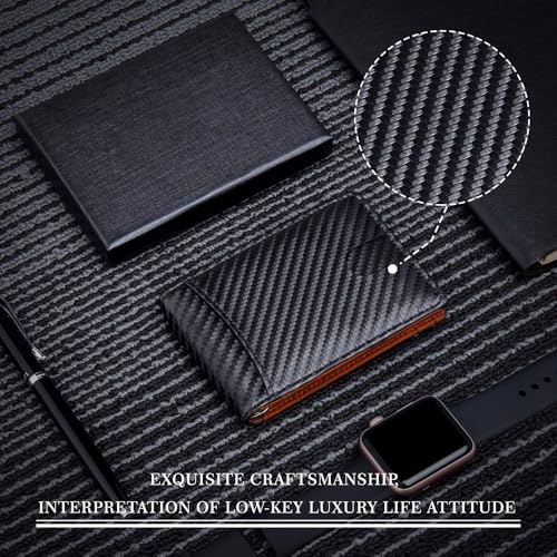 ID Credit Card Holder Wallet with Money Clip Minimalist Front Pocket Thin Small Wallet Slim RFID Blocking Mens(Black-01)3