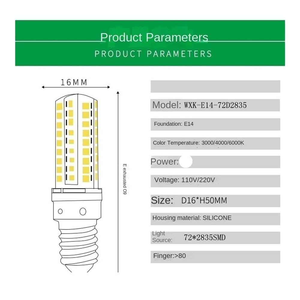 fengyan Casa bombillas, Paquete de 20 bombillas LED pequeñas de maíz AC220V E14 5W 72LED-2835SMD bombilla LED de atenuación Familiar Lámpara(Warm white)