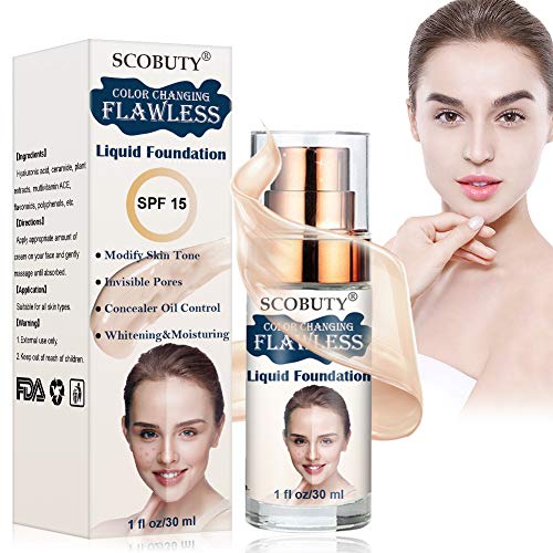 Flawless Finish Foundation,Liquid Foundation,Flawless Colour Changing Foundation,Liquid Foundation Makeup Face Liquid Foundation Waterproof Concealer Cover Cream for All Skin Types