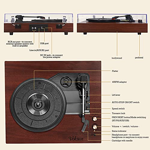 Chinflly Platine Vinyle Bluetooth, Tourne Disque Vinyle avec USB AUX Haut-Parleur Stéréo Intégré Conception de Valise… - Les Beatles, Paul McCartney, John Lennon, RIngo Starr, George Harrison Chinflly Platine Vinyle Bluetooth, Tourne Disque Vinyle avec USB AUX Haut-Parleur Stéréo Intégré Conception de Valise… – Image 4
