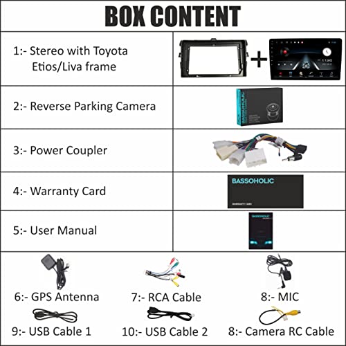 Image of 9 Inches Advanced Car Radio Receiver Android System for Toyota Etios Liva with 2GB /32GB RAM & ROM, Gorilla Glass /Full HD Display /WiFi /GPS /Steering Wheel Connectivity and HD Parking Camera
