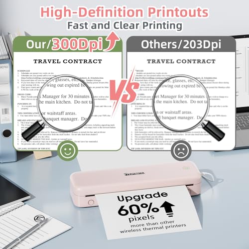 Phomemo M834 Portable Printer Wireless for Travel, Support Multi-Size Thermal Paper,Bluetooth Thermal Printer Compatible with Phone&Laptops,Inkless Printer for Home Use,Office,Pink by Phomemo - Image 3