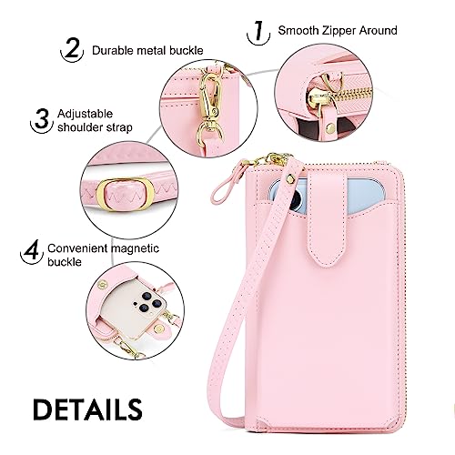 Image of Peacocktion RFID Crossbody Wallet Purse for Women Small Travel Cell Phone Purses Trendy Vegan Leather Bags with Card Slots