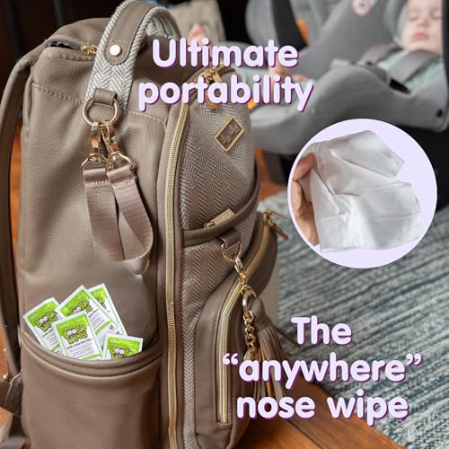 Image of Boogie Wipes Single Packs, Unscented, Wipes Away Dirt and Germs, Natural Saline Tissue with Aloe, Chamomile and Vitamin E, 1 Count, Pack of 50