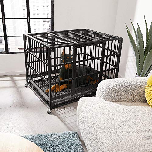 Otaid 48 Inch Heavy Duty Dog Crate Cage Kennel with Wheels, High Anxiety Indestructible Dog Crate, Sturdy Locks Design⦠- Image 5