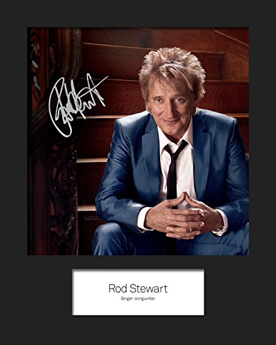FRAME SMART Rod Stewart #2 | Foto montada, reimpresión de Firma | Tamaño 10x8 para Marcos de 10x8 Pulgadas | Máquina Cortada | Exhibición de la Foto | Presente, Regalo, Coleccionable