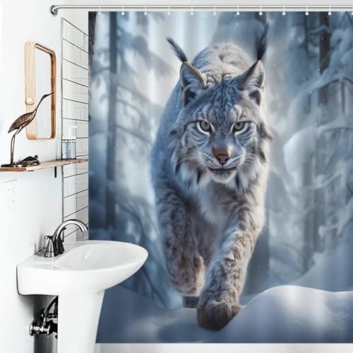 Rideau de douche léopard en polyester 152x183 cm avec crochets - 6