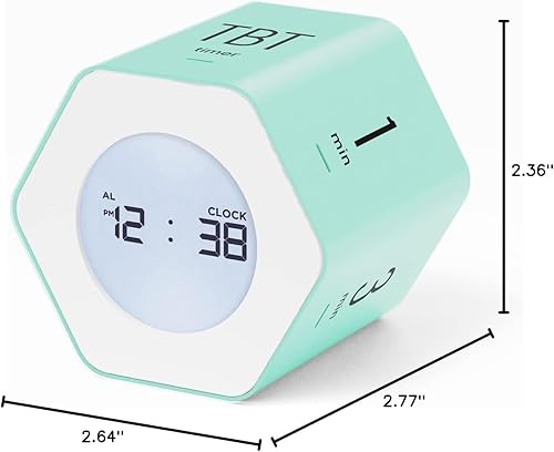Miniatura 10 de mooas Cubo de reloj multihexagonal, reloj digital, temporizador Pomodoro, pantalla retroiluminada, modo de cuenta y temporizador de cuenta