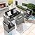 VONZOY 5 Piece Patio Furniture Set with Fire Pit Table, Outdoor Sectional Conversation Sets Grey Wicker Rattan Sectional Sofa for Patio Garden Backyard, 4'' Thickened Cushion Black