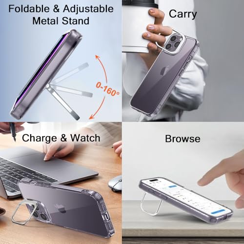Image of TheGiftKart Hybrid Back Cover Case for iPhone 14 PRO | Built-in Stand | Shockproof Hard Back Case Cover for iPhone 14 PRO (PC & TPU, Clear Back, Transparent Sides)