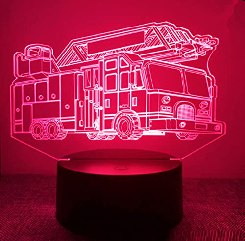 Lámpara ilusión 3D camión de bomberos luz nocturna miniatura 1