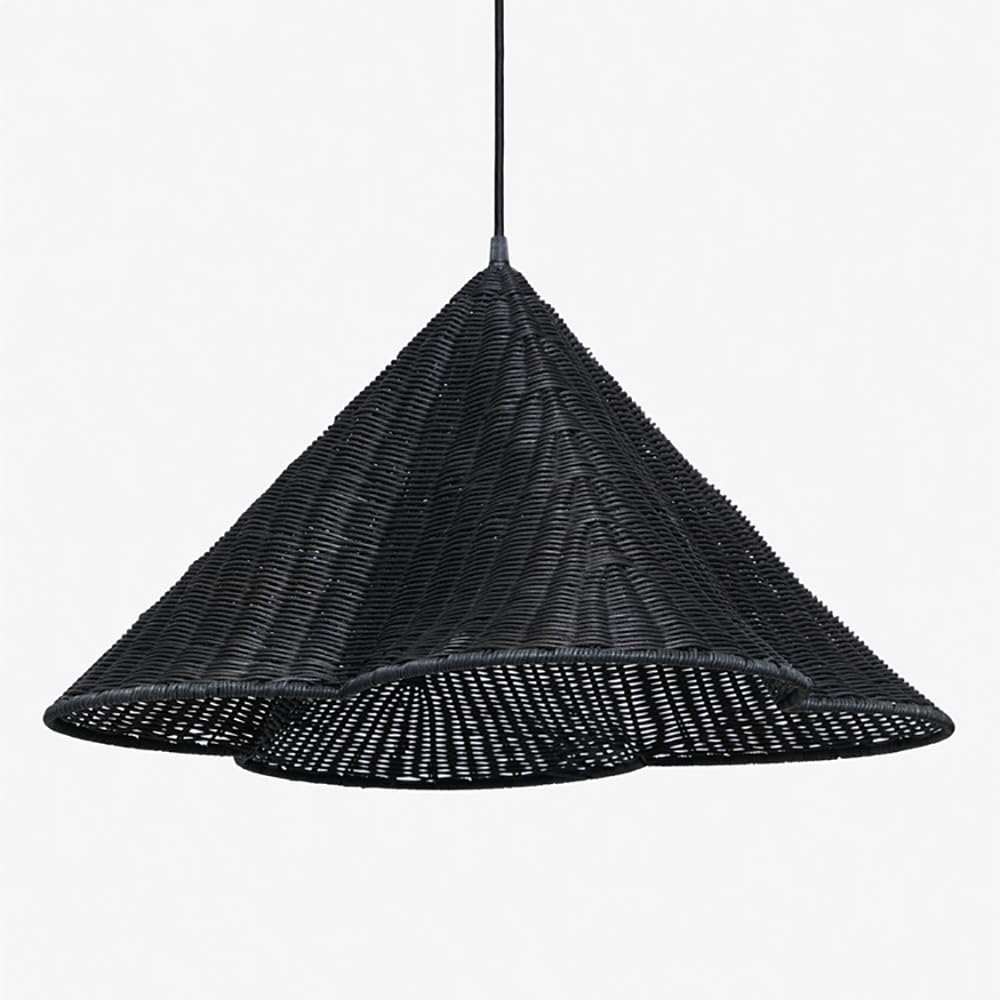 XQIDIANAA 1-Light Large Rattan Pendant Light Fixtures, Rattan Chandelier Boho Hand Woven Wicker Chandelier for Farmhouses Kitchen Living Room Bedroom Dining Room Foyer
