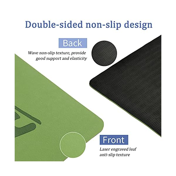 Alsiebzi-Yoga-Mat-6mm-Non-Slip-TPE-Yoga-Mat-with-Carrying-Strap-Eco-Friendly-Fitness-Exercise-Mat-Workout-Mat-for-Yoga-Pilates-and-Floor-Exercises Alsiebzi Yoga Mat, 6mm Non-Slip TPE Yoga Mat with Carrying Strap, Eco Friendly Fitness Exercise Mat, Workout Mat for Yoga, Pilates and Floor Exercises (Green+black)