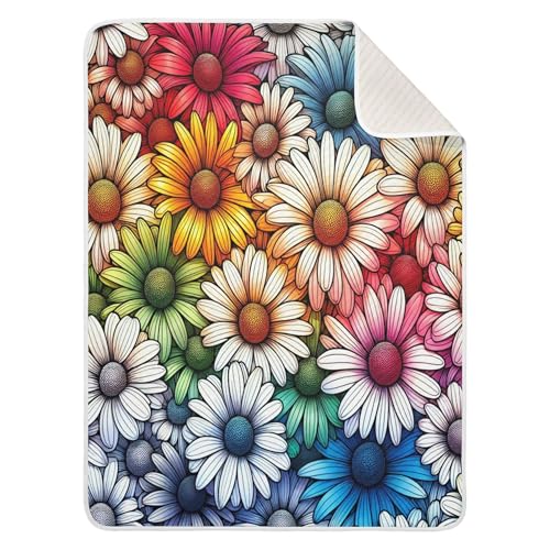 Burbuja Colorful Daisy Flowers Baby Blanket for Boys Girls, Nursery Soft Warm Swaddling Receiving Baby Blankets, 30x40 in Toddler Blanket