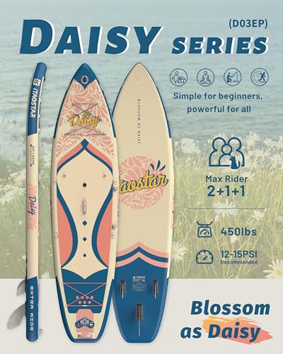 Image of iTAOSTAR Daisy 11'6' x 35 inch Extra Wide Paddle Board with Seat, One-Stop Premium SUP Board Accessories, Tailored 5 Fins, Stable Stand Up Paddle Boards for Youth of All Skill Levels