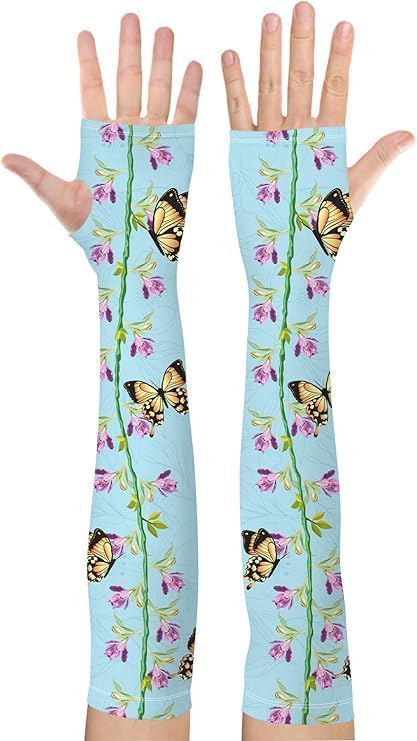 Image of Bebila Gardening Sleeves for Women Farm UV Sun Protection Anti-Scratch Cooling Sleeves with Thumb Hole Arms Cover Outdoors