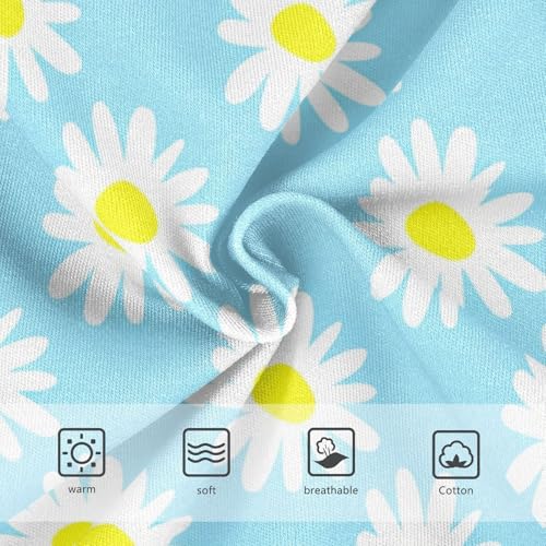 Cotton Girls Underwear Toddlers White Daisies Floral Light Blue Panties Little Girl Stylish Kids Briefs Undies 2t3