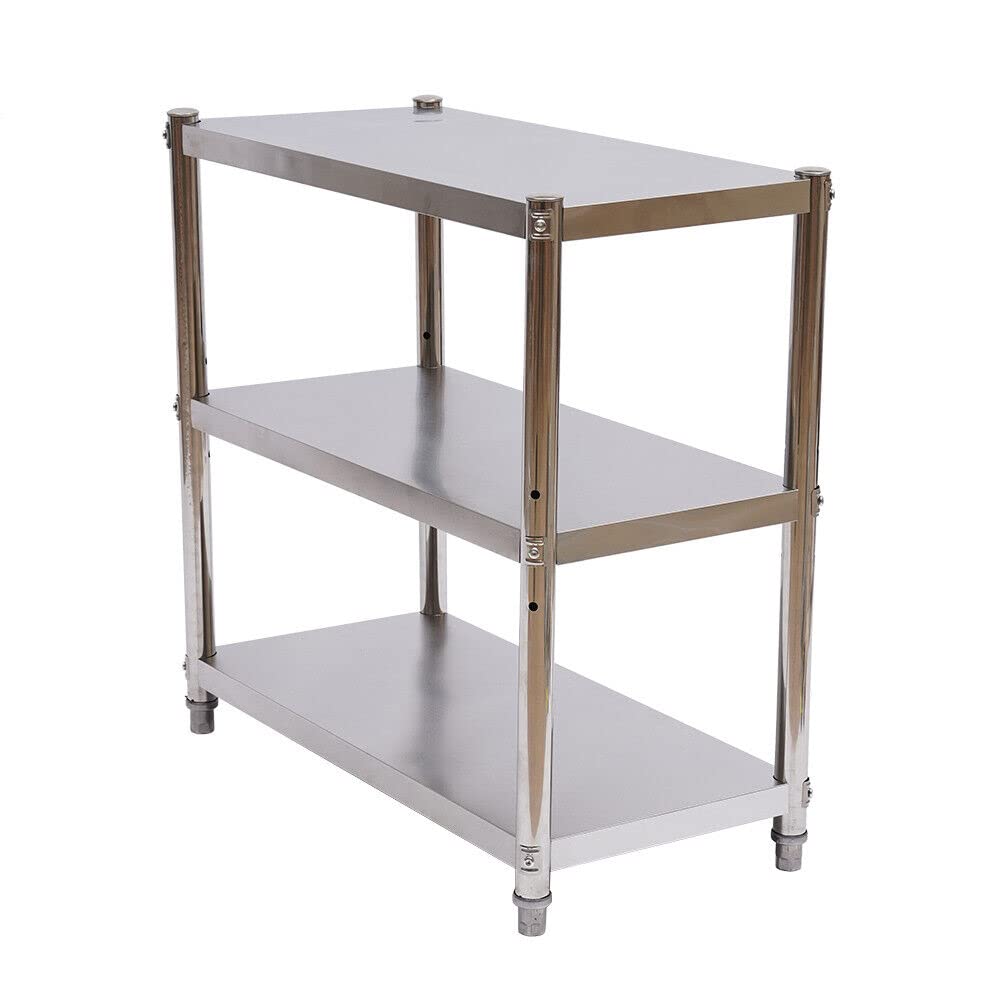 Estantería de Acero Inoxidable de 3 Niveles, Almacenamiento Pesado, Cocina y Catering