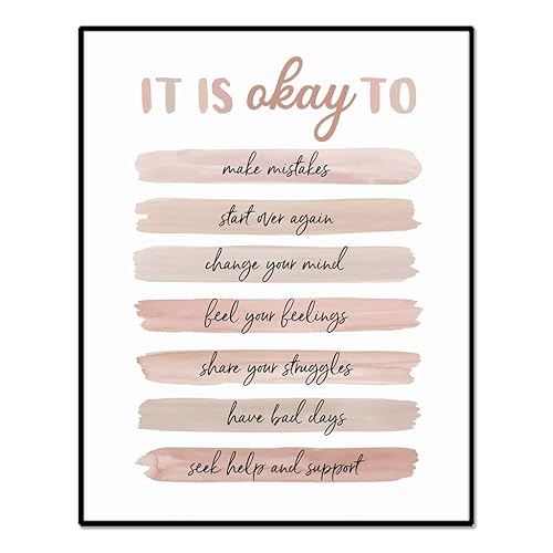 It's Okay To Quotes, Note To Self Poster, School Counselor Art Print, Anxiety Quotes, Counseling Office Decor, Psychologist, Social Worker Wall