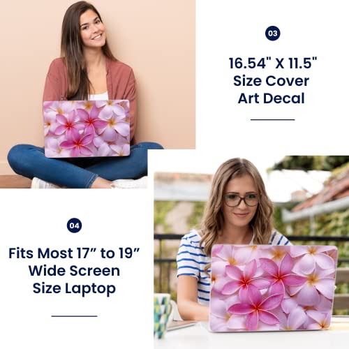 Image of LSS Laptop 17-17.3 inch Skin Cover with Colorful Pink Plumeria Flower Pattern for HP Dell Lenovo Apple Asus Acer Compaq - Fits 16.5 inch 17 inch 17.3 inch 18.4 inch 19 inch (2 Wrist Pads Free)