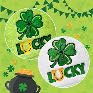 2 Pack St Patricks Day Hand Towels, 14'' x 29'' Cotton Embroidered Green Shamrock Decorative Towels, Soft & Absorbent for Bathroom, and Kitchen Holiday Decor 2 Pack St Patricks Day Hand Towels 14 x 29 Cotton Embroidered Green Shamrock Decorative Towels Soft Absorbent for Bathroom and Kitchen Holiday Decor