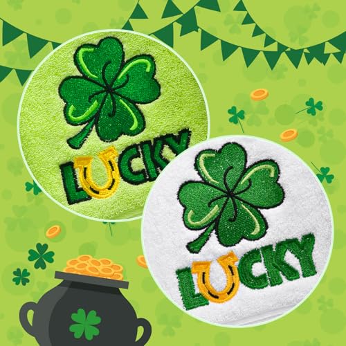 2-Pack-St-Patricks-Day-Hand-Towels-14-x-29-Cotton-Embroidered-Green-Shamrock-Decorative-Towels-Soft-Absorbent-for-Bathroom-and-Kitchen-Holiday-Decor 2 Pack St Patricks Day Hand Towels 14 x 29 Cotton Embroidered Green Shamrock Decorative Towels Soft Absorbent for Bathroom and Kitchen Holiday Decor