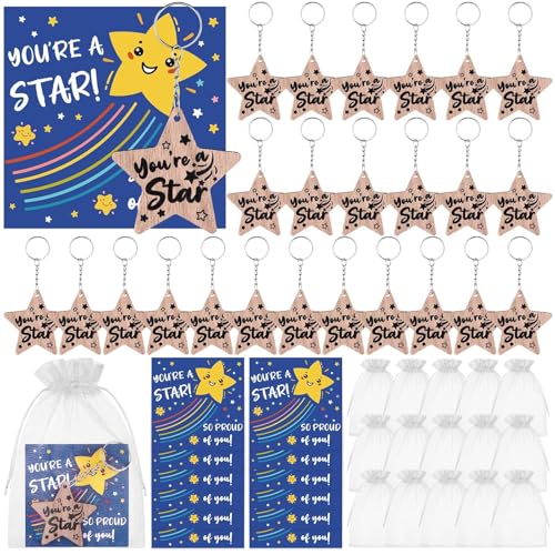 Porte-clés étoiles de départ d'école x24 pour élève