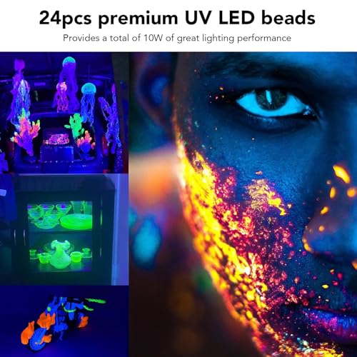 goodstumbler 10W Led Black Light Bar with USB, Uv Lamp for Halloween, Body Paint, and Urine Detection, Glow in Dark Led Light Bar, Uv Light for Decoration