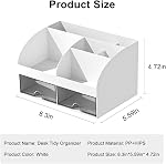 Desk Organizer, Office Desktop Storage Box with Compartments and Drawers | Accessories Organizers Pen Holder for Storage Box, Desk Organizers for Stationary, Makeup, Desktop