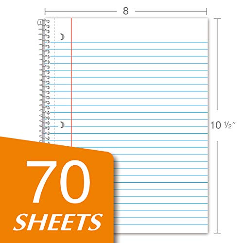 Kaisa 1-Subject Wirebound Notebook Spiral Note Book, 8X10.5Inch Wide Ruled 70Sheets/Pad Wire Notebooks Office School Supplies For Students Office, Pack Of 6Pads, S07001W #TOP3