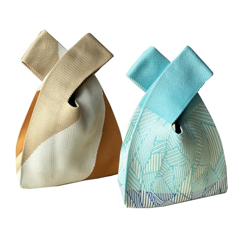 Image of Knot Bag, Mini Knit Tote Bag, Extra Thickened Japanese Knot Bag, Wristlet Handbag - 1 /2 /6 Pack
