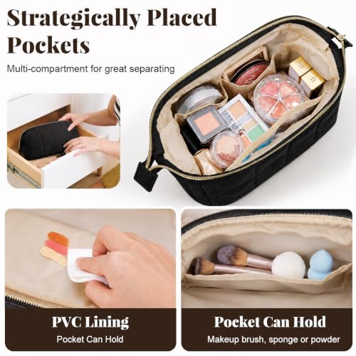Image of MAYCREATE Makeup Pouch Bag Quilted Organiser Waterproof Travel Toiletry Bag