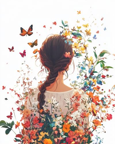 Kit de broderie de perles 9CT anti-stress : canevas fleurs 50x60cm pour oublier les écrans