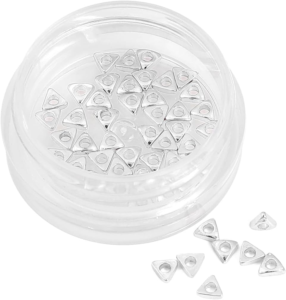 Silver Plated Triangle Spacer Beads 3x3mm 50pcs for Jewelry Making Findings Non Tarnish - Image 6