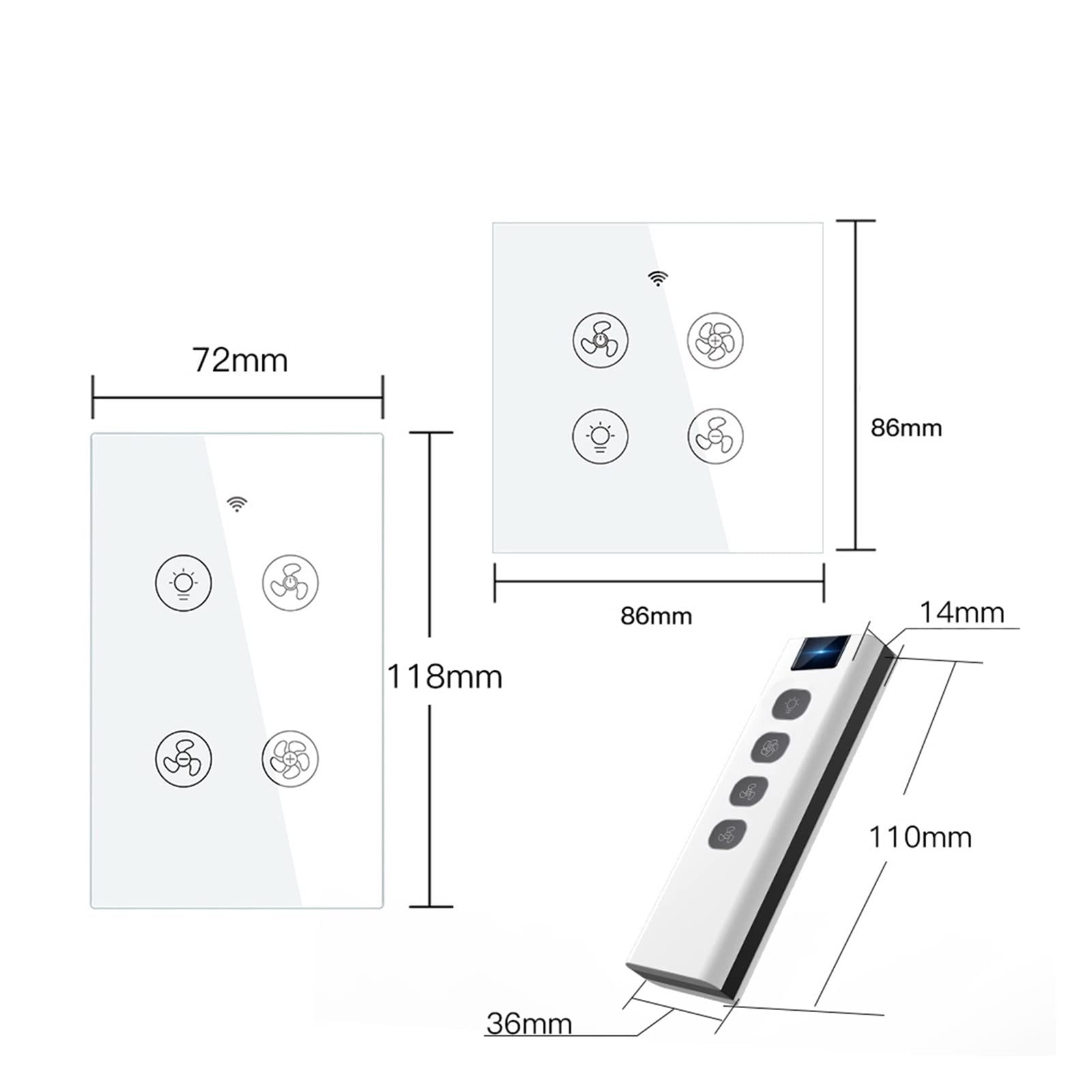 Inteligentny przełącznik WiFi RF Inteligentny wentylator sufitowy Światło 2/3-drożne sterowanie Smart Life RF Zdalne sterowanie prędkością Inteligentny włącznik światła kompatybilny z domem (Kolor: 1)
