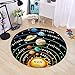 Cinbloo Kids Solar System Round Area Rugs Outer Space Galaxy Mat Educational Learning Planet Non Slip Bathroom Rugs Soft Wool Floor Carpet for Boys Nursery Bedroom Playroom Classroom (Black, 36