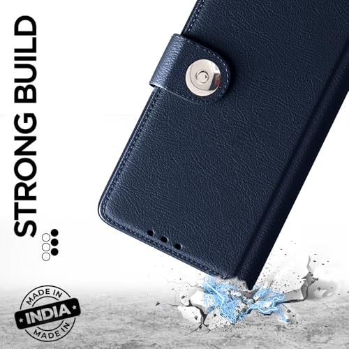Image of Pikkme Flip Cover Leather Finish | Inside TPU with Card Pockets | Wallet Stand and Shock Proof | Complete Protection Button Flip Case for Samsung Galaxy M32 5G / A32 5G (Blue)