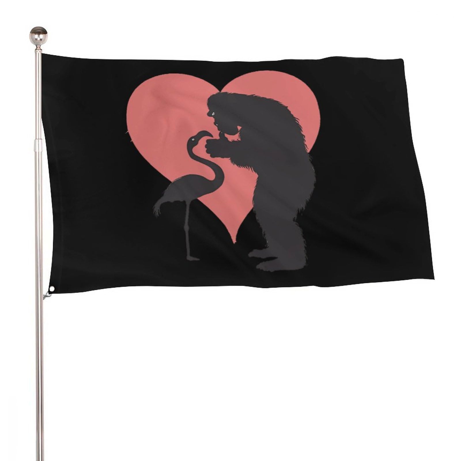 Bandera de jardín de Bigfoot y flamenco decoración exterior resistente talla M