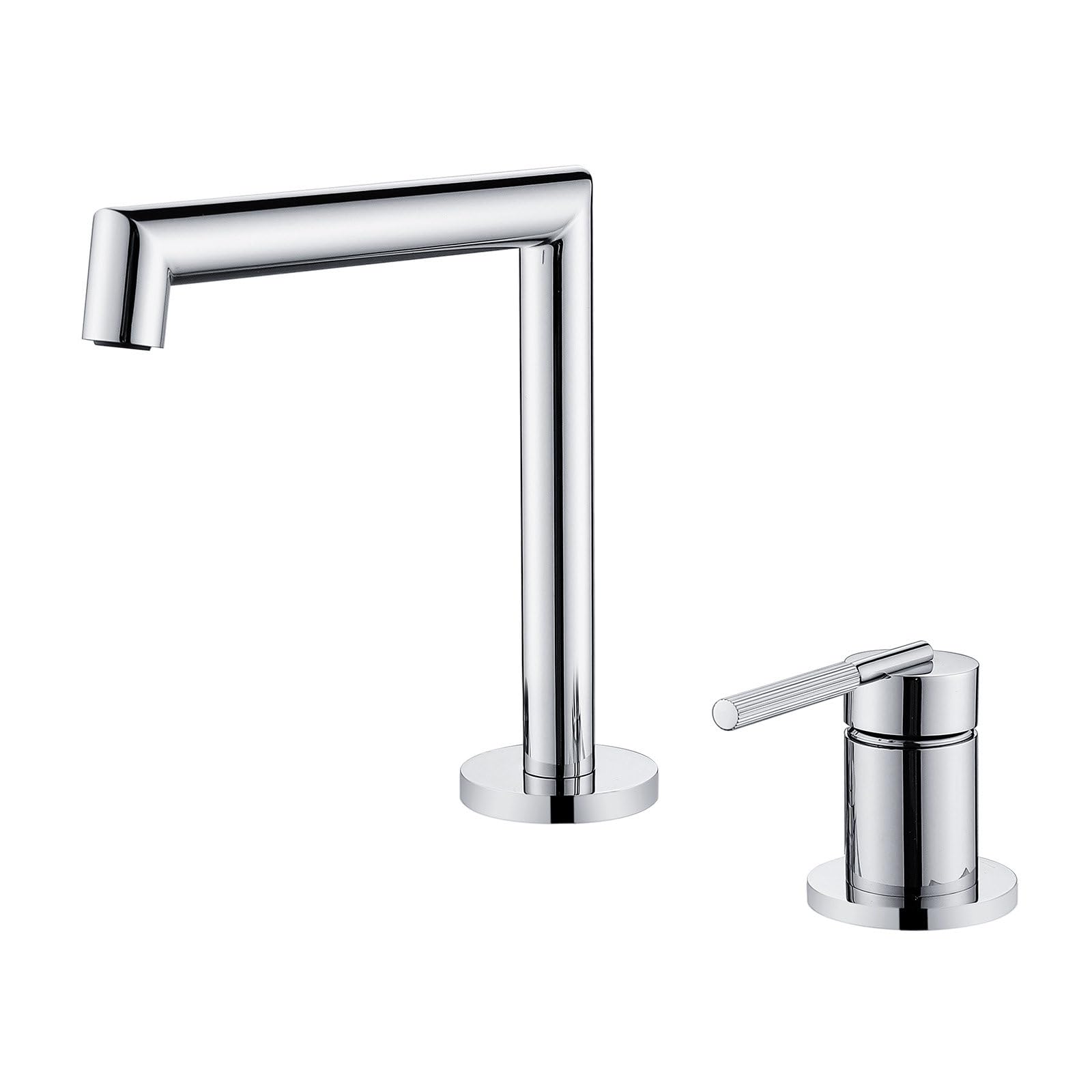 Bateria umywalkowa, obracana o 180° wylewka bateria łazienkowa, bateria łazienkowa umywalka, bateria jednoręczna z mosiądzu, z wężami do ciepłej i zimnej wody i kompletny zestaw akcesoriów