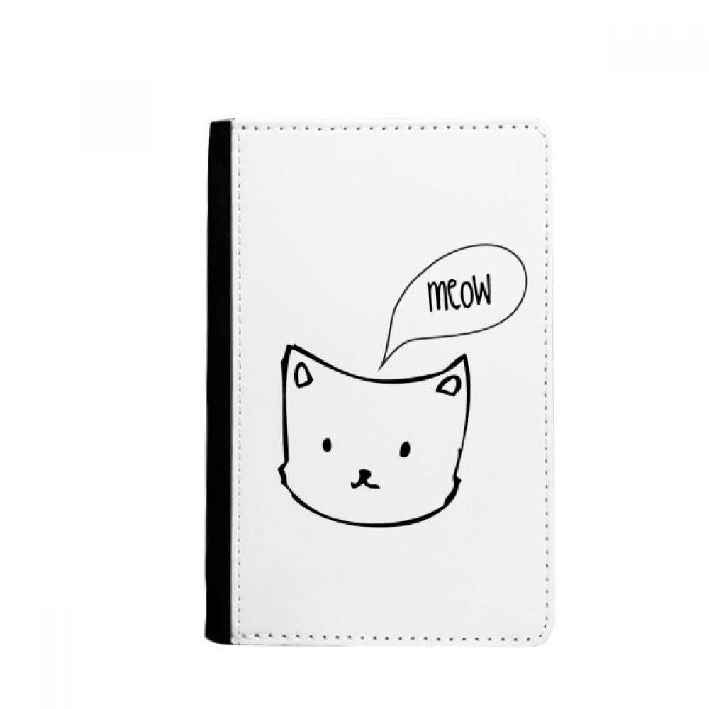 White Cat Head Mewing Animal Passport Holder Notecase Burse Wallet Cover Card Purse