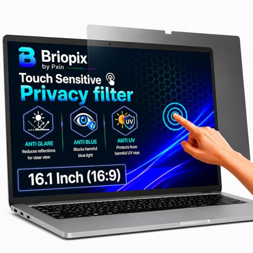 Image of Briopix Aura 16.1 Inch (16:9) | Touch Sensitive Privacy Screen | Anti Blue | Anti Glare | UV Block & BLUVLIGHT Block Layer | Privacy Filter compatible with HP /Dell /Lenovo /Asus /Acer