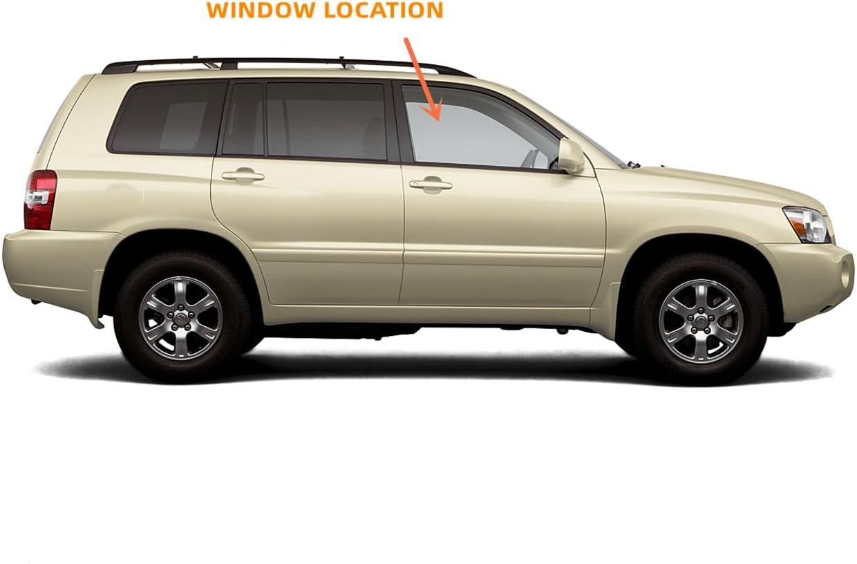 Passenger/Right Side Front Door Window Glass Replacement for Toyota Highlander 2001-2007