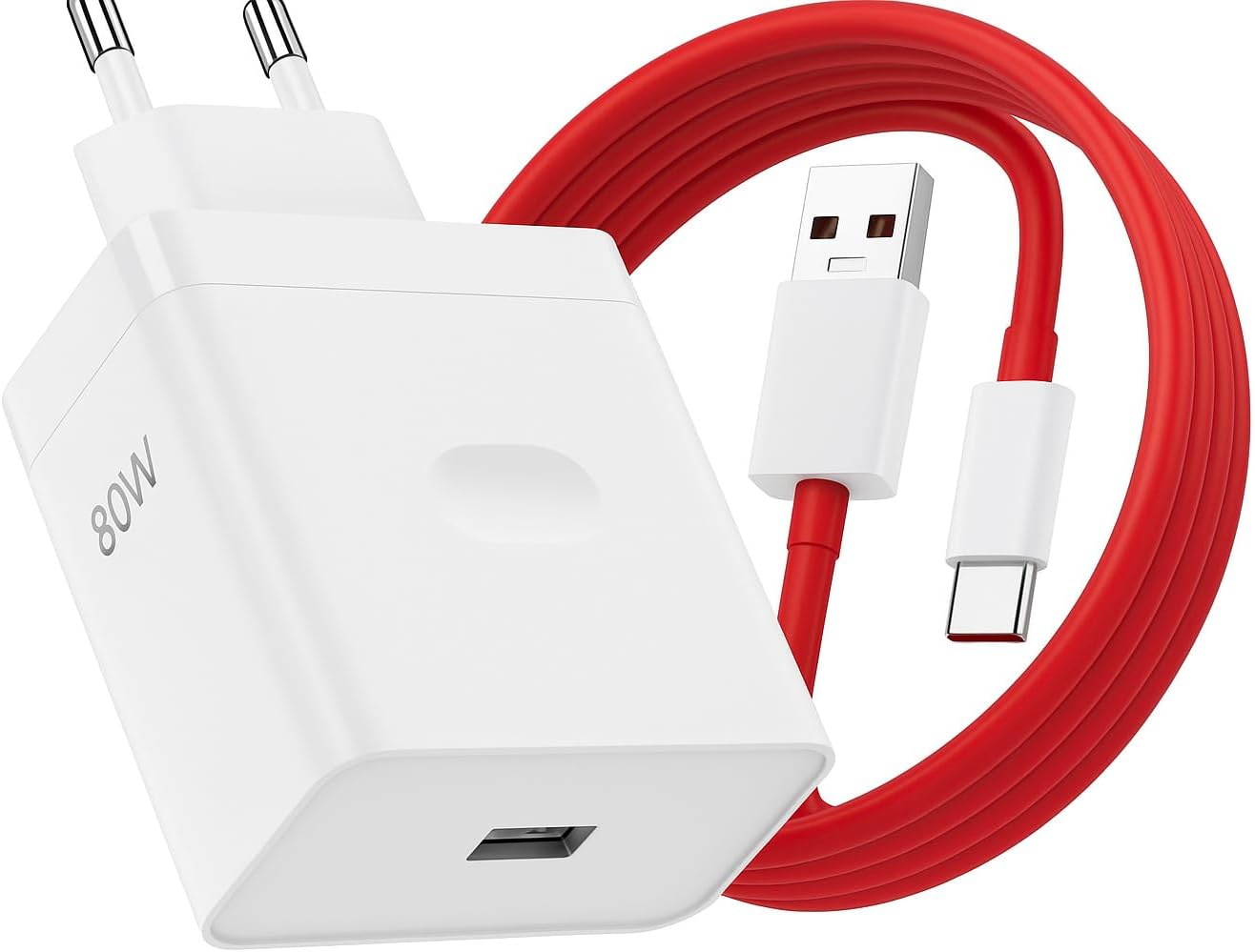 80W Fast Charger and USB C Cable 1M Supervooc Charge for OnePlus 12R 12 11 10 Nord CE 2 3 4 Lite Fast VOOC Charger for OPPO Reno Find X7 12FS 12F 11F 10Pro A60 A38 Realme 12x 12+ C65