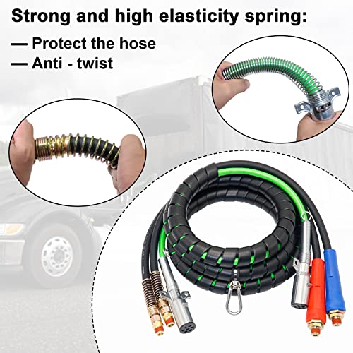 Boeray 12Ft 3 In 1 Air Lines For Tractor Trailer Freightliner Abs Air Brake Lines Tractor Truck Glad Hand Air Hose #TOP5