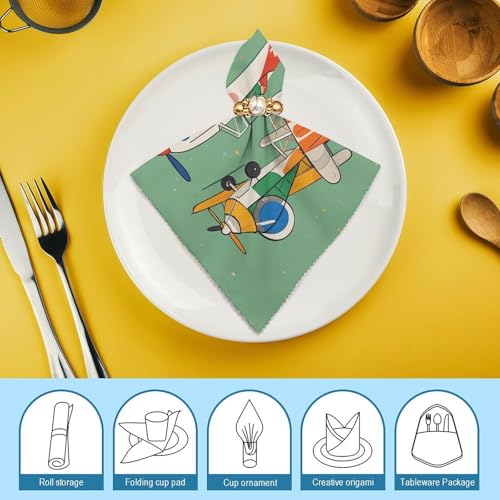 Servilletas de Tela con Aviones Dibujos Animados Paquete 4 miniatura 7