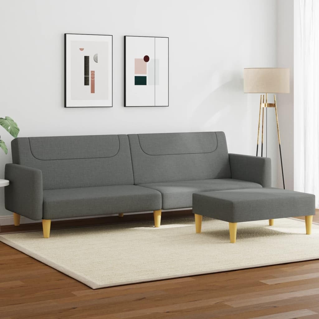 Homgoday Sofá Cama de 2 plazas con Taburete Tela Gris Oscuro, Sillones de Televisión, Sofás de Descanso Relax, Sofas De Salon, Hogar Sofa Muebles，Asientos Tapizados para Salón Tipo1