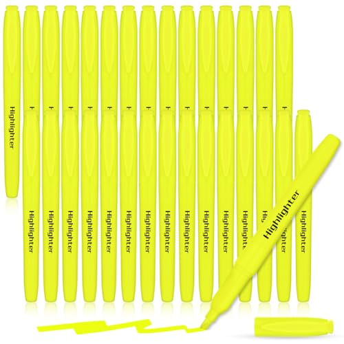APXEL Subrayadores Fluorescentes, 30 Piezas Resaltadores de Colores Pastel, Marcadores Fluorescentes, Subrayadores Pastel Óptimo para Uso Escolar y de Oficina (Amarillo)